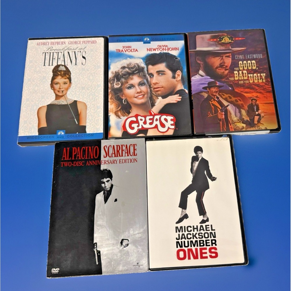 Lot of 5 Iconic Movies & Music Videos on DVD Michael Jackson, Grease, Scare face